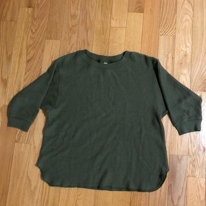 Uniqlo Army Green Waffle Half Sleeve Shirt